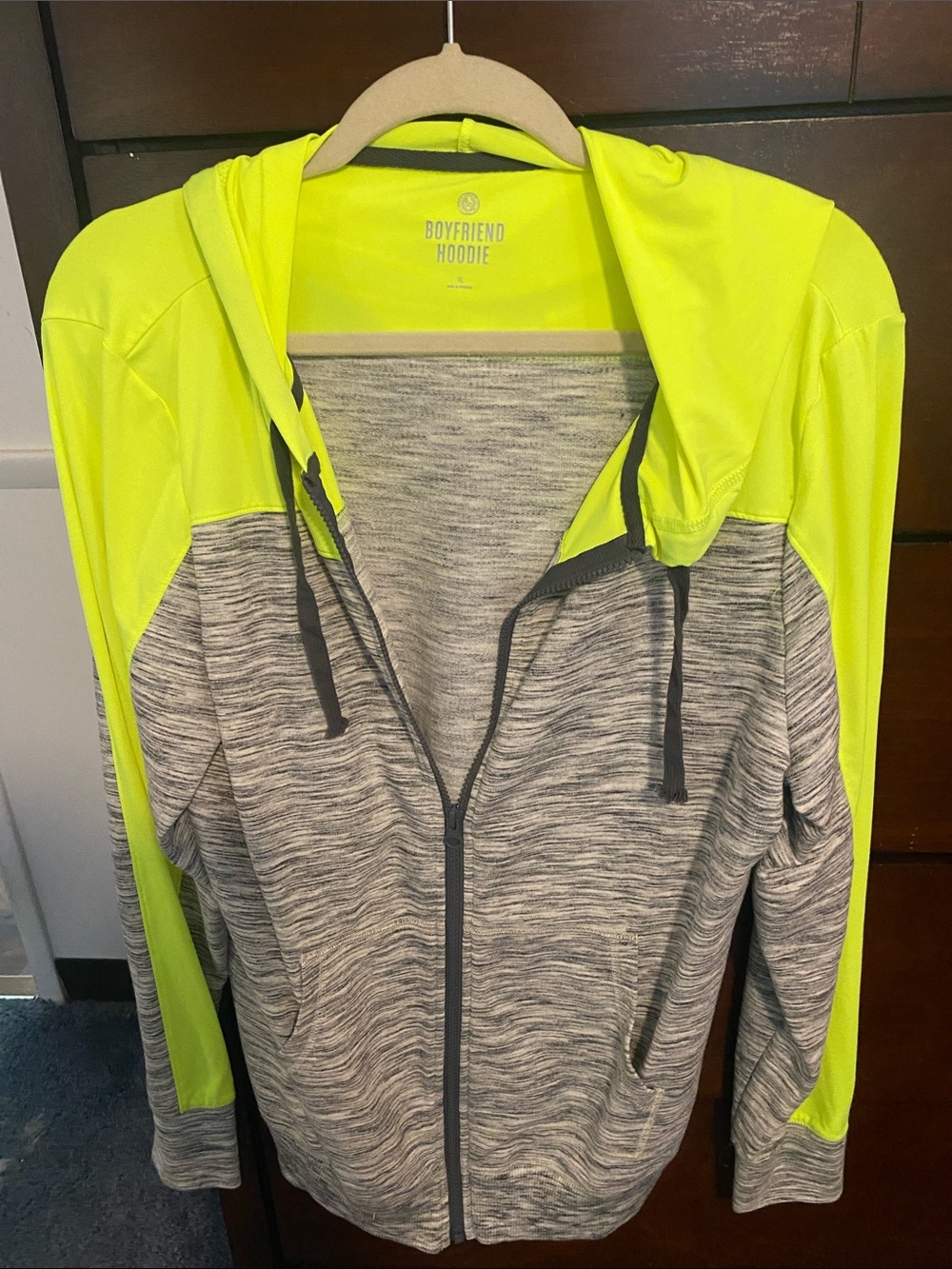 SO Boyfriend Hoodie in Neon Yellow and Heather Gray